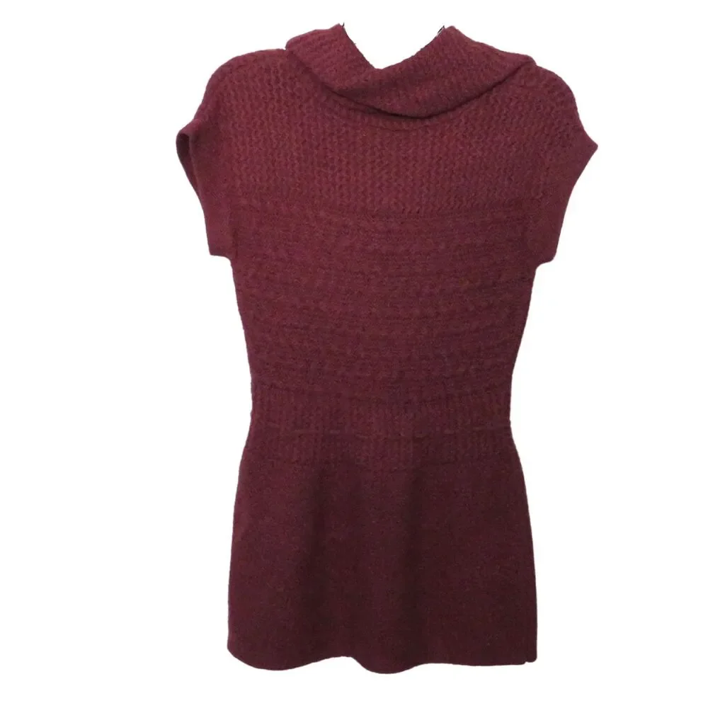 Long Sweater Women Sz S Maurice's Maroon Pullover Cowl Neck Sleeveless Tunic